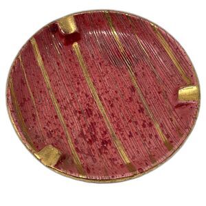 Vintage Large Pink and Gold Italian Ashtray